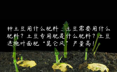 种土豆用什么肥料_土豆需要用什么肥料？土豆专用肥是什么肥料？土豆追施叶面肥“昆仑风”产量高！